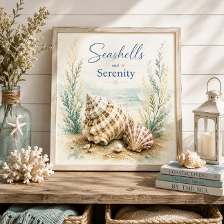 Seashells and Serenity Bathroom Wall Art