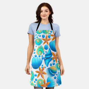 Seashells and Starfish Ocean Pattern Apron