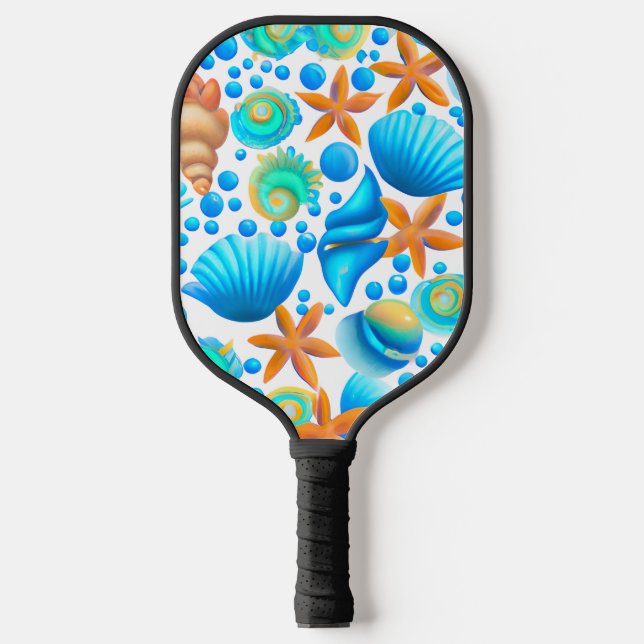 Seashells and Starfish Ocean Pattern  Pickleball Paddle (Front)