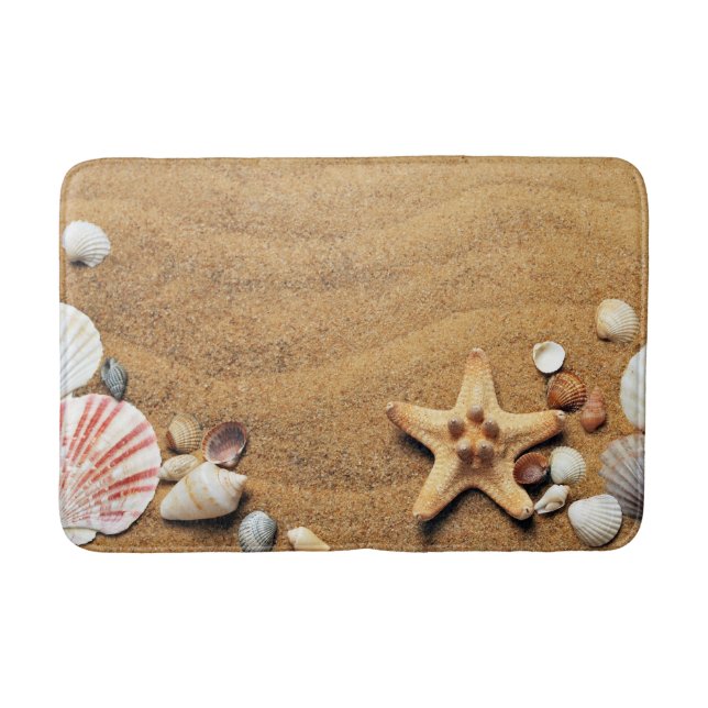 Seashells and Starfish on Beach Bath Mat (Front)