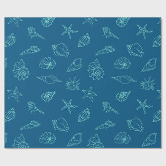 seashells and starfish wrapping paper