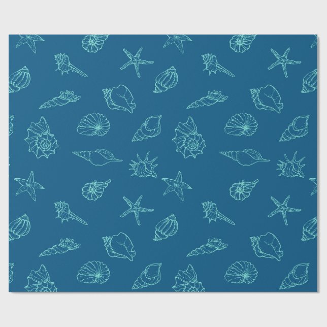 seashells and starfish wrapping paper (Flat)