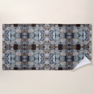 Seashells and Stones Mosaic Pattern 30 Beach Towel