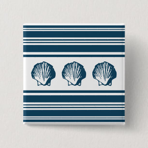 Seashells and stripes 15 cm square badge