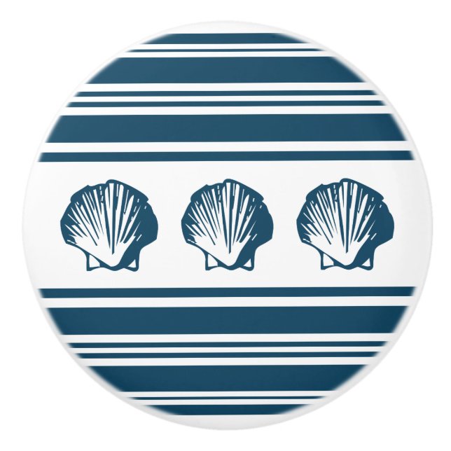 Seashells and stripes ceramic knob (Front)
