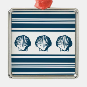 Seashells and stripes metal tree decoration