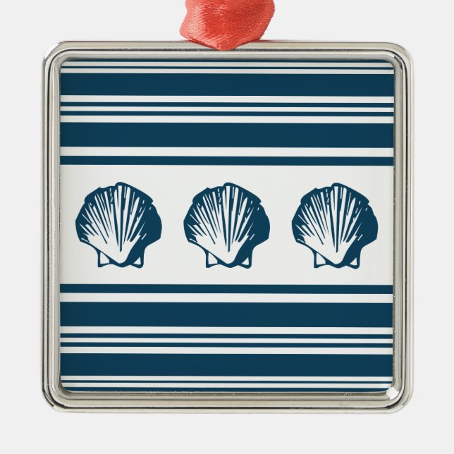 Seashells and stripes metal tree decoration (Front)