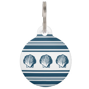 Seashells and stripes pet tag