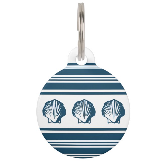 Seashells and stripes pet tag (Front)