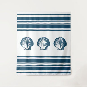 Seashells and stripes tapestry