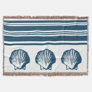 Seashells and stripes throw blanket