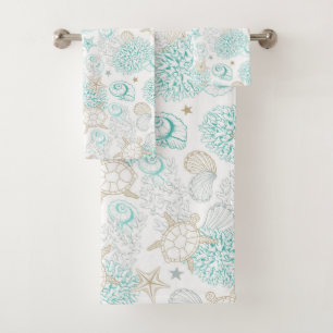 Seashells and Turtles Bath Towel Set
