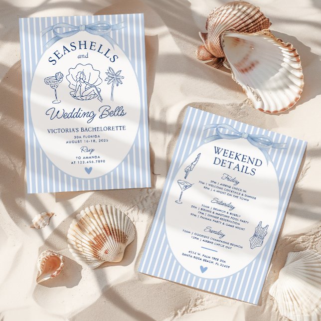 Seashells and Wedding Bells Bachelorette Itinerary Invitation (Creator Uploaded)