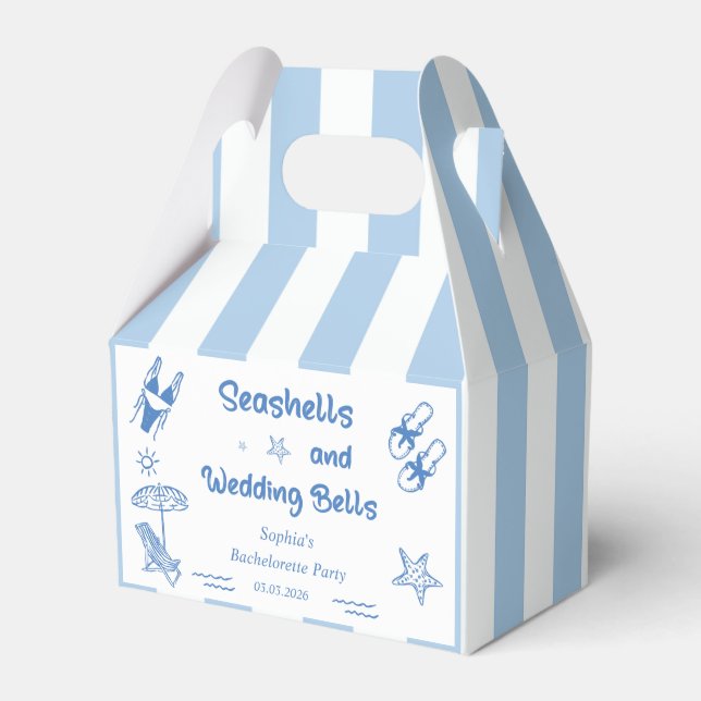 Seashells and Wedding Bells Bachelorette Party Favour Box (Front Side)