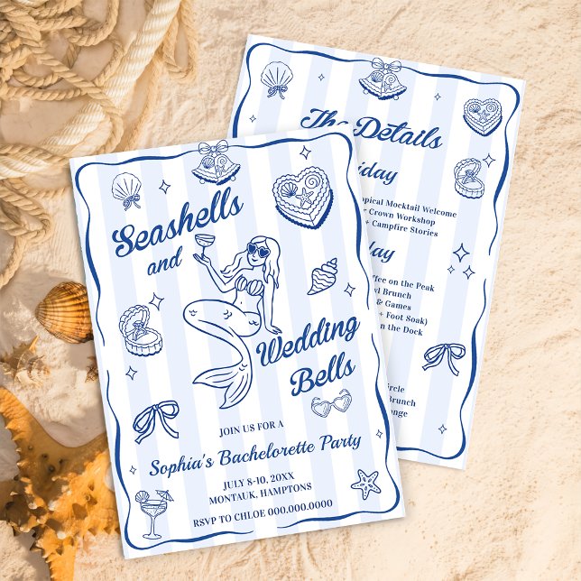 Seashells and Wedding Bells Bachelorette Party Invitation (Creator Uploaded)
