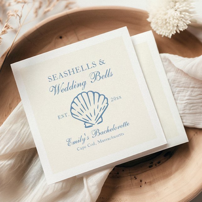 Seashells and Wedding Bells Bachelorette Party Napkin (Creator Uploaded)
