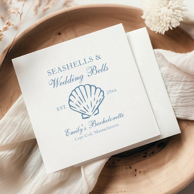 Seashells and Wedding Bells Bachelorette Party Napkin (Creator Uploaded)