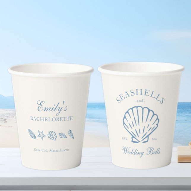 Seashells and Wedding Bells Bachelorette Party Paper Cups (Creator Uploaded)