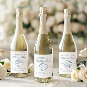 Seashells and Wedding Bells Bachelorette Party Sparkling Wine Label