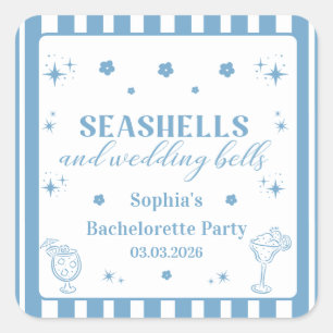 Seashells and Wedding Bells Bachelorette Party Square Sticker