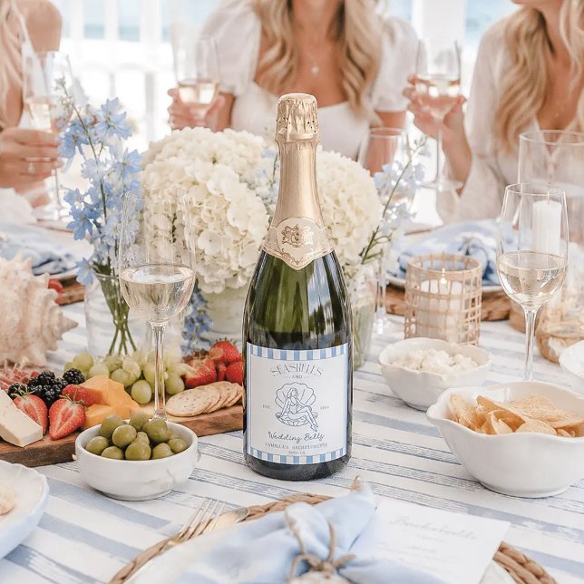 Seashells And Wedding Bells Bachelorette Sparkling Wine Label (Creator Uploaded)