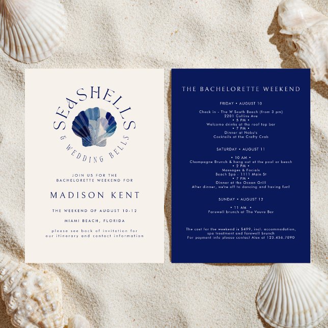 Seashells and Wedding Bells Bachelorette Weekend Invitation (Creator Uploaded)