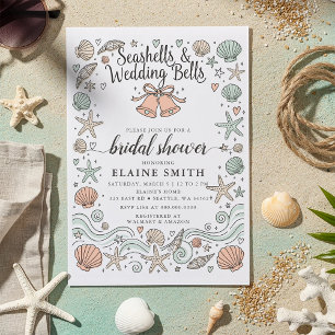 Seashells and Wedding Bells Beach Bridal Shower Invitation