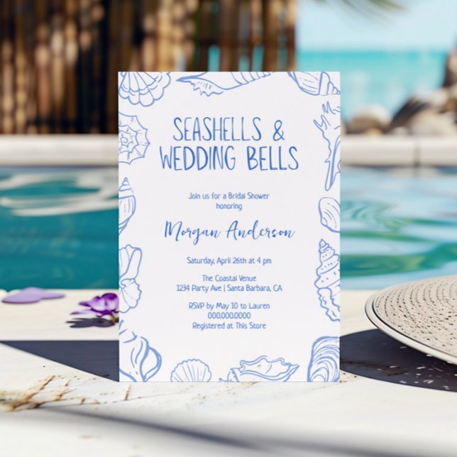 Seashells and Wedding Bells Bridal Shower Invitation (Creator Uploaded)