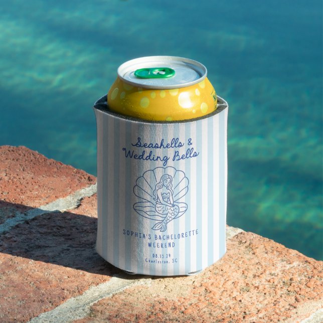 Seashells and Wedding Bells Coastal Bachelorette  Can Cooler (In Situ Pool)