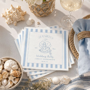 Seashells And Wedding Bells Coastal Bachelorette  Napkin