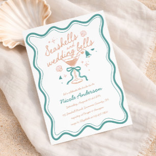 Seashells And Wedding Bells Coastal Bridal Shower Invitation