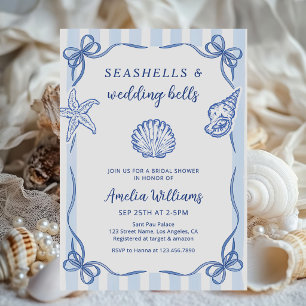 Seashells and Wedding Bells Coastal Bridal Shower  Invitation