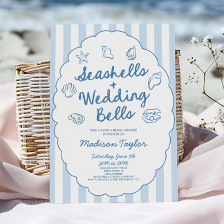 Seashells and Wedding Bells Coastal Bridal Shower Invitation