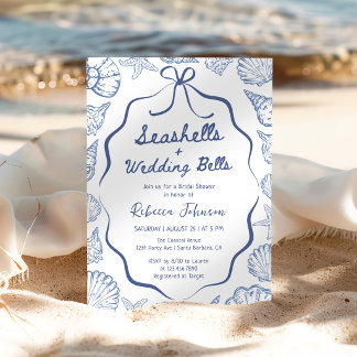 Seashells and Wedding Bells Coastal Bridal Shower Invitation