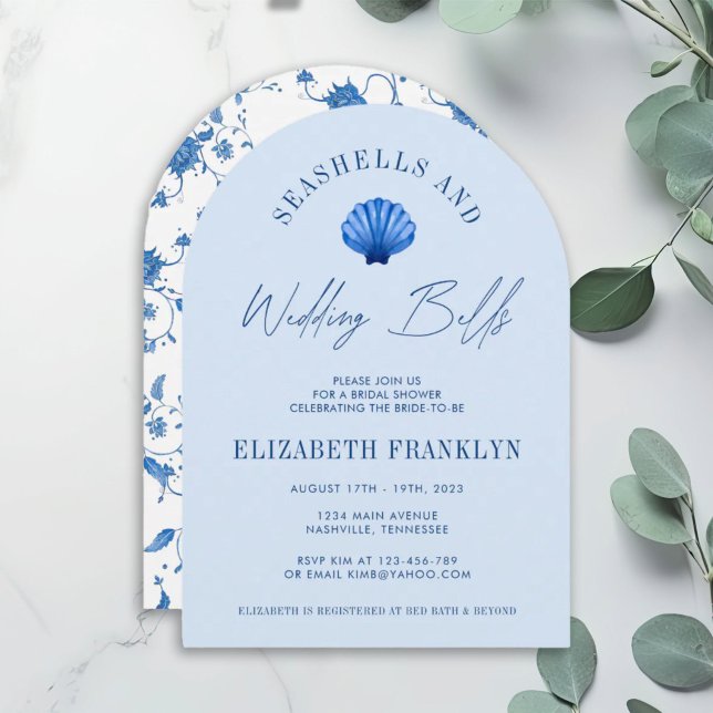 Seashells and Wedding Bells Coastal BRIDAL SHOWER Invitation (Creator Uploaded)