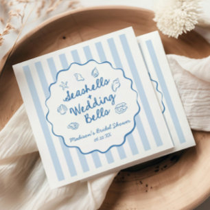 Seashells and Wedding Bells Coastal Bridal Shower Napkin