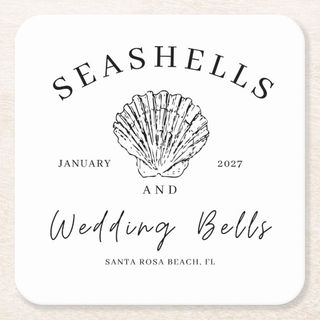Seashells and wedding bells coaster (Front)