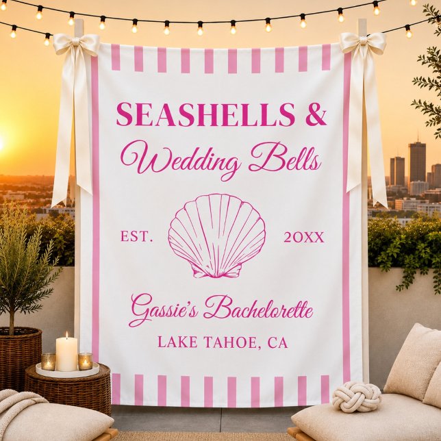 Seashells and Wedding Bells Custom Bridal Shower Tapestry (Creator Uploaded)