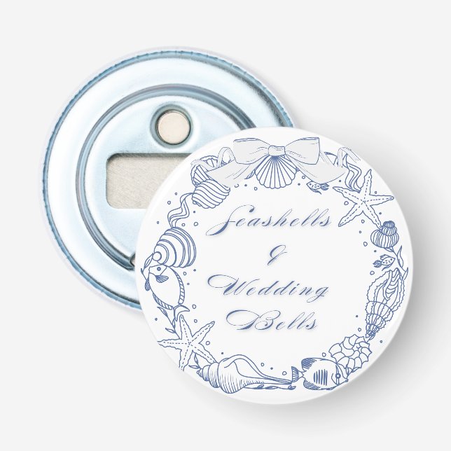 Seashells and Wedding Bells Design | Coastal Bottle Opener (Front)