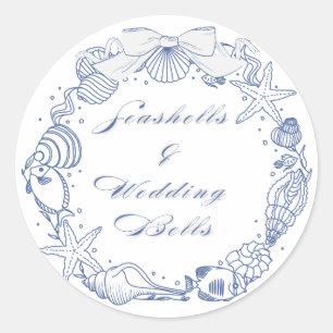Seashells and Wedding Bells Design   Coastal Classic Round Sticker