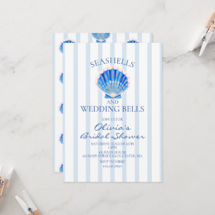 Seashells and Wedding Bells Preppy Bridal Shower Invitation