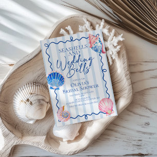 Seashells and Wedding Bells Preppy Bridal Shower Invitation