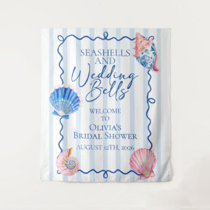 Seashells and Wedding Bells Preppy Bridal Shower Tapestry