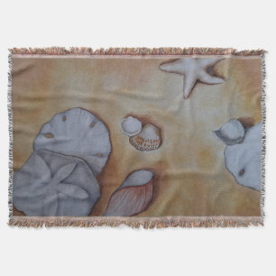 Seashells at the Seashore Throw Blanket