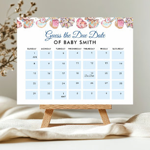 Seashells Baby Shower Due Date Poster