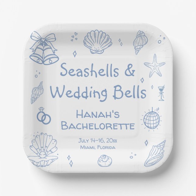 Seashells Bachelorette Party Paper Plate (Front)