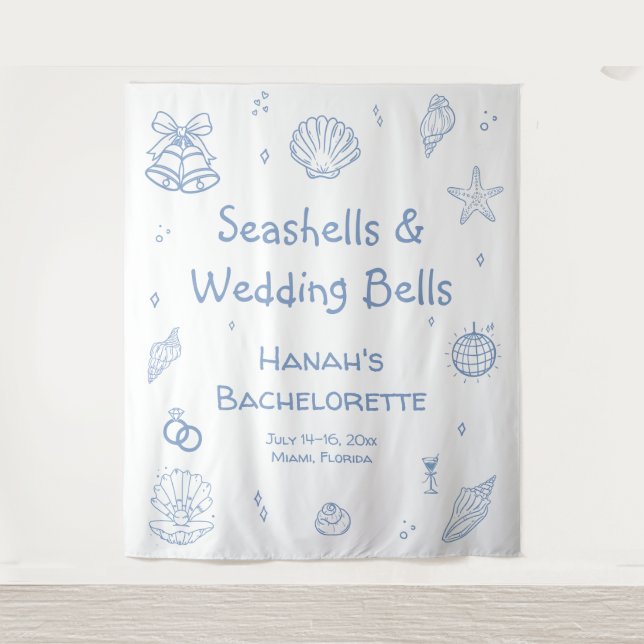 Seashells Bachelorette Party Welcome Tapestry (Front)
