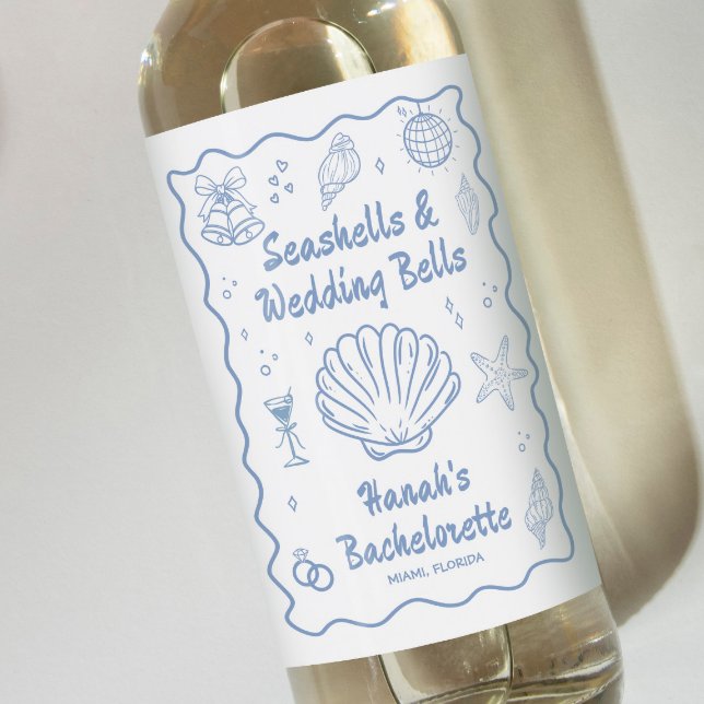 Seashells Bachelorette Party Wine Label (Creator Uploaded)