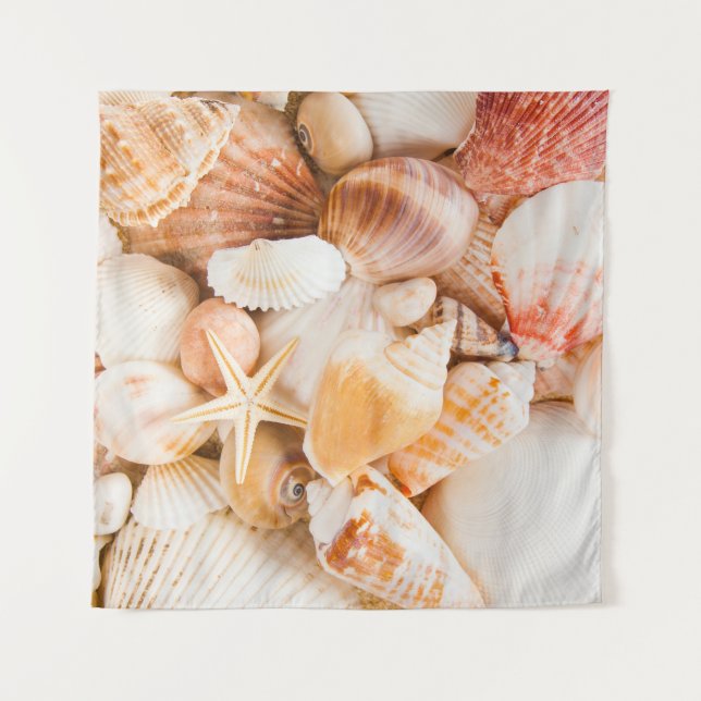 Seashells background: marine theme. tapestry (Front)