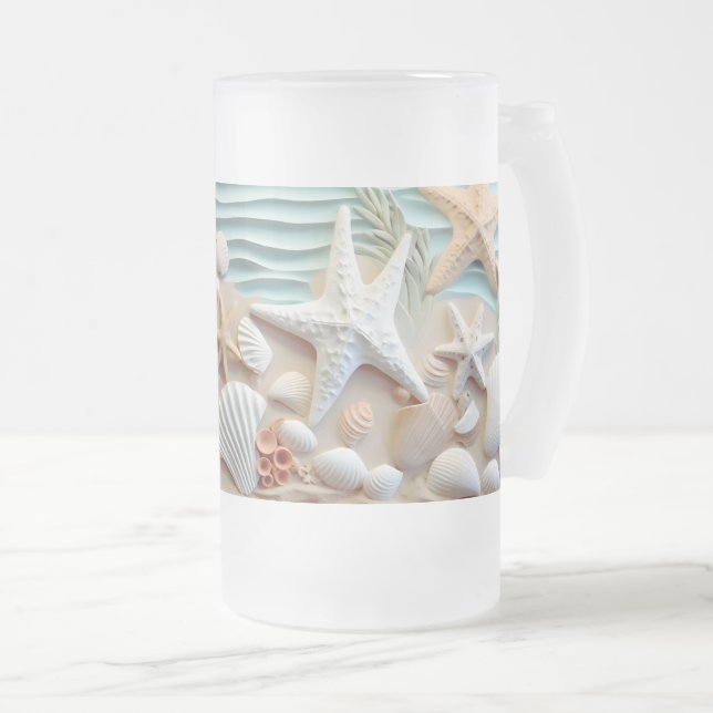 Seashells Beach 3D Mug – Sip the Ocean Breeze (Front Right)